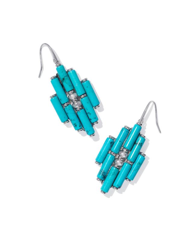 Kendra Scott Ember Silver Drop Earrings in Variegated Turquoise Magnesite | Magnesite/Metal Rhodium