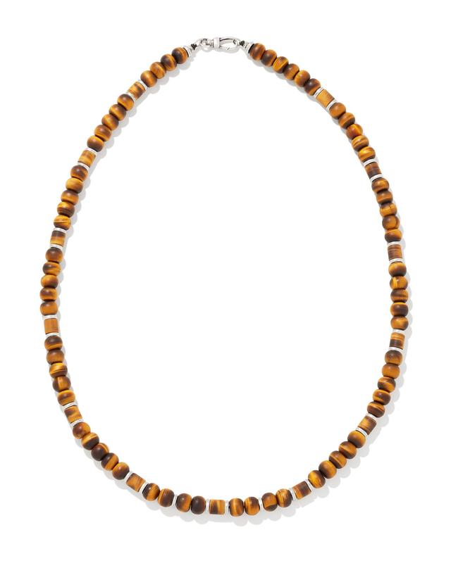 Kendra Scott Conrad Oxidized Sterling Silver Long Strand Necklace in Brown Tiger's Eye | Tigers Eye