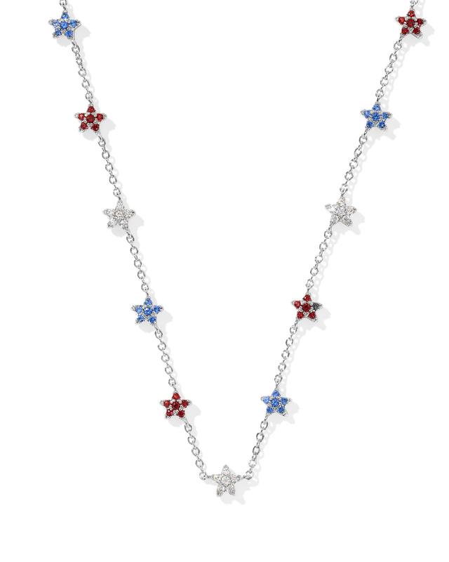Kendra Scott Sierra Star Silver Crystal Strand Necklace | Mix/Metal Rhodium