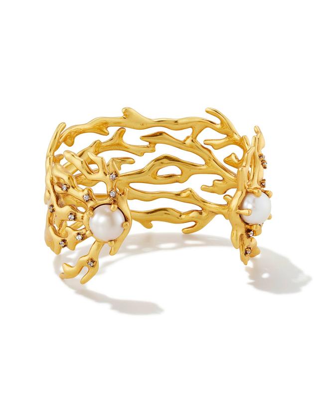 Kendra Scott Shea Statement Cuff Bracelet in Vintage Gold | Pearl/Metal
