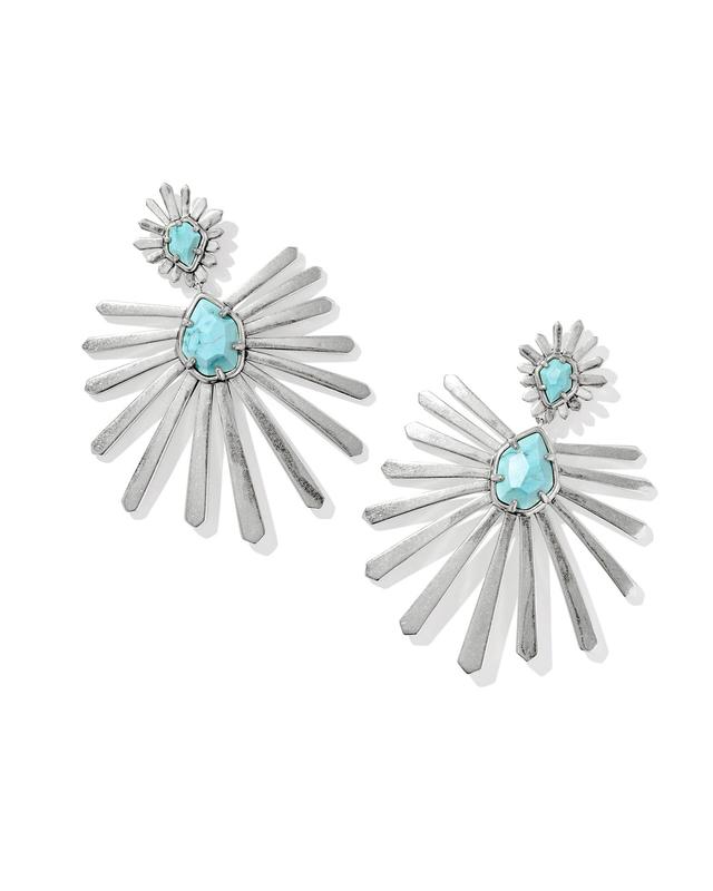 Kendra Scott Starla Vintage Silver Statement Earrings | Variegated Magnesite