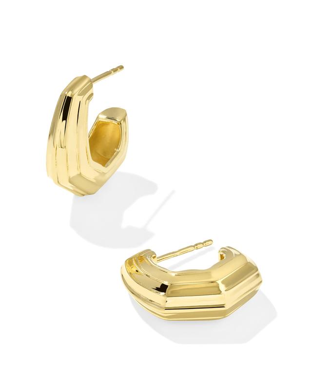 Kendra Scott Davie 18k Gold Vermeil Shell Huggie Earrings | Metal