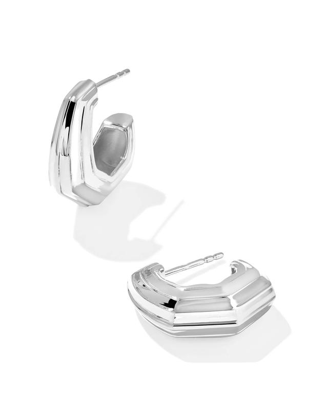 Kendra Scott Davie Sterling Silver Shell Huggie Earrings | Metal
