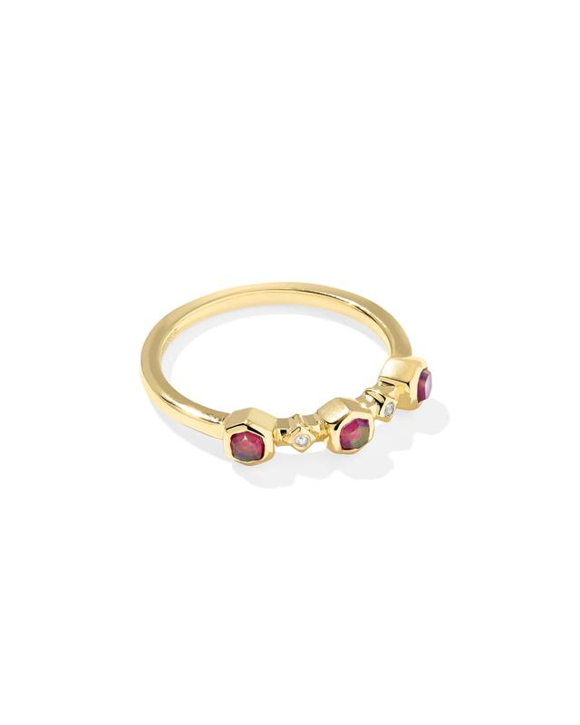 Kendra Scott Davie Trio 18k Gold Vermeil Band Ring | Opal | Size 9