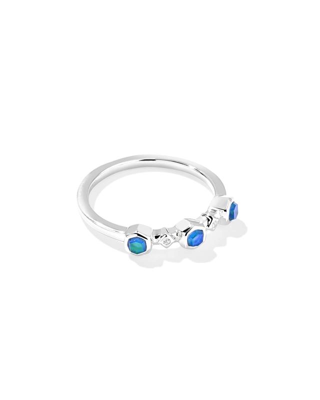 Kendra Scott Davie Trio Sterling Silver Band Ring | Opal | Size 6