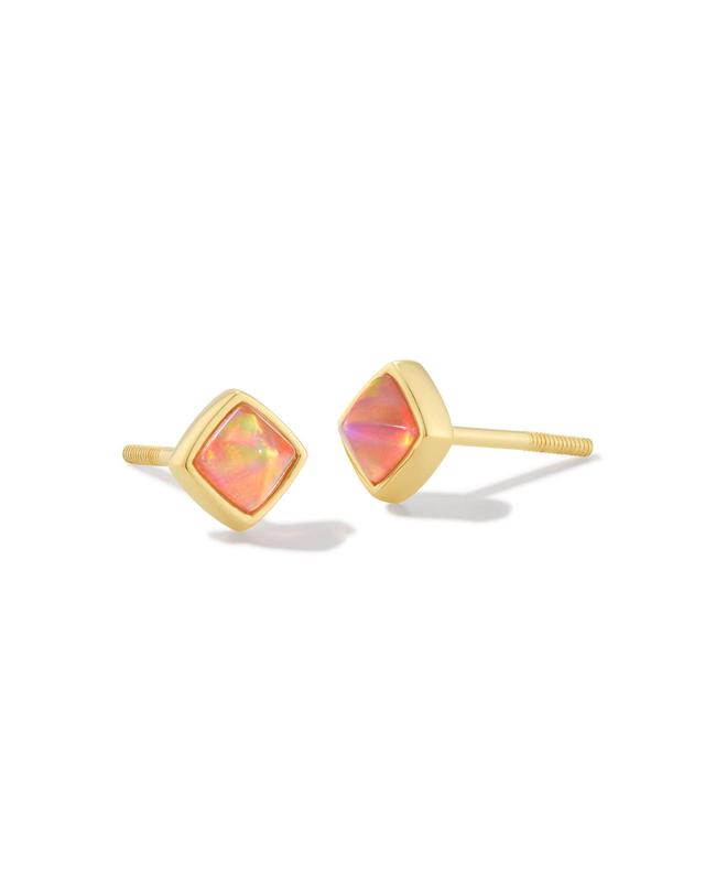 Kendra Scott Greer 18k Gold Vermeil Stud Earrings in Peach Kyocera Opal | Kyocera Opal/Metal