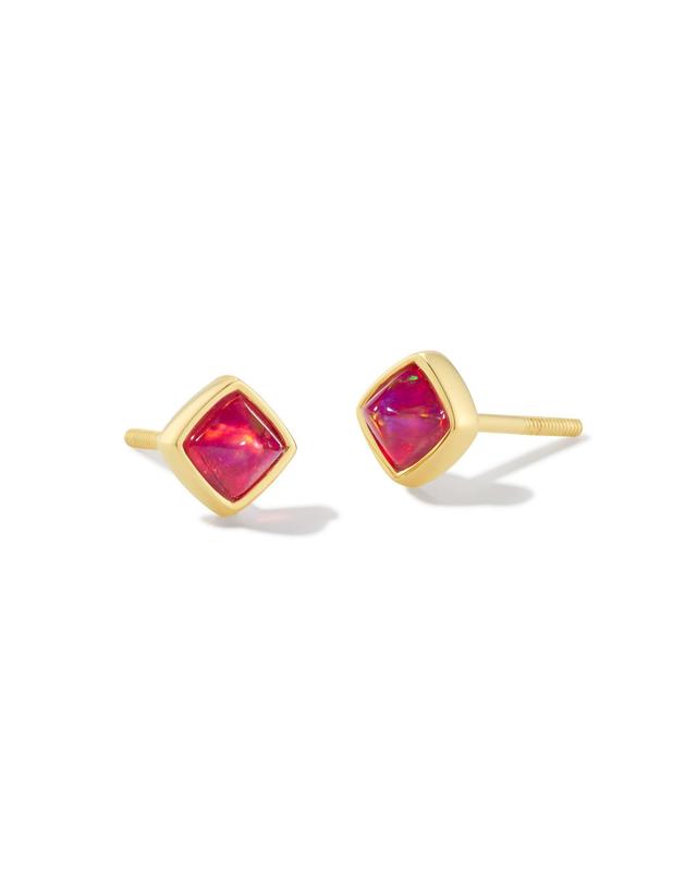 Kendra Scott Greer 18k Gold Vermeil Stud Earrings in Pink Lab Grown Opal | Kyocera Opal/Metal