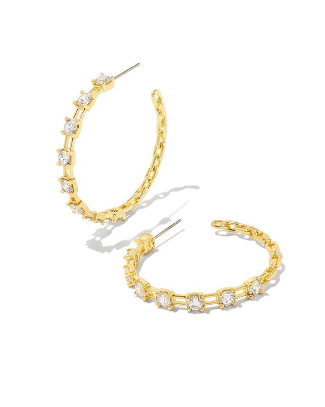 Kendra Scott Lexi Gold Hoop Earrings in White CZ | Crystal