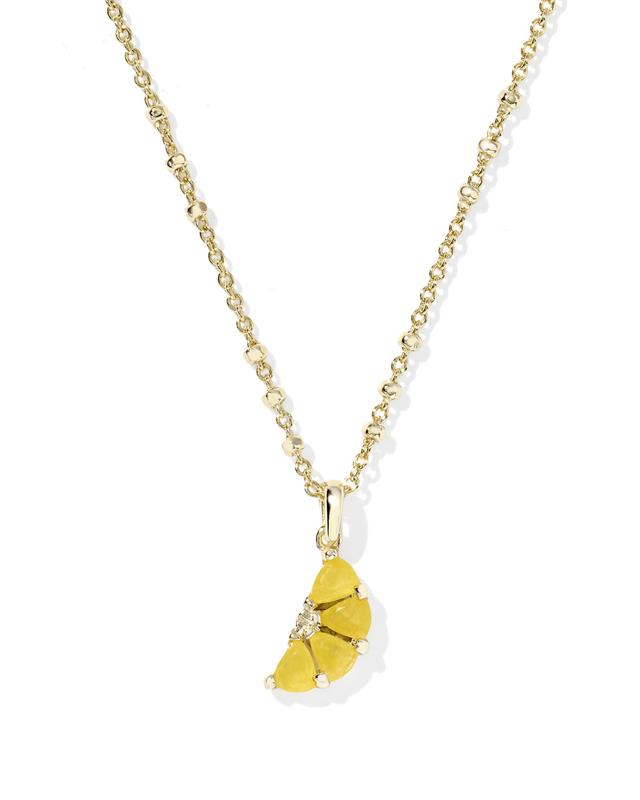 Kendra Scott Lemon Gold Short Pendant Necklace | Opalite Glass