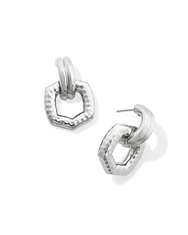 Kendra Scott Davie Sterling Silver Open Frame Huggie Earrings | Metal