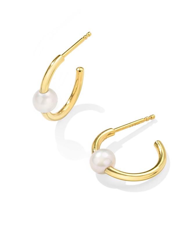 Kendra Scott Emmaline 18k Gold Vermeil Huggie Earrings in Freshwater Cultured | Pearl
