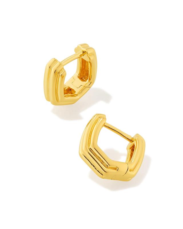 Kendra Scott Davie Ridged Huggie Earrings in 18k Gold Vermeil | Metal
