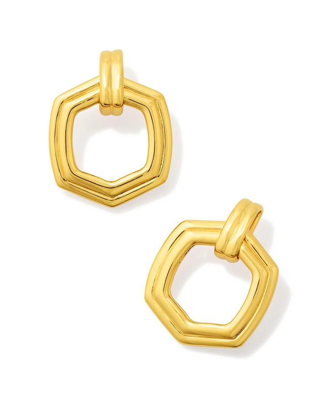 Kendra Scott Davie Ridged Open Frame Earrings in 18k Gold Vermeil | Metal