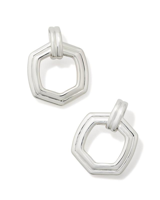 Kendra Scott Davie Ridged Open Frame Earrings in Sterling Silver | Metal