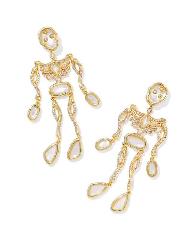 Kendra Scott Skeleton Gold Statement Earrings in Ivory Mother-of-Pearl | Mother Of Pearl