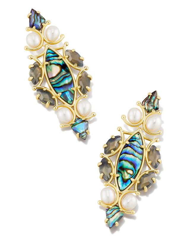 Kendra Scott Genevieve Gold Statement Earrings in Mix | Abalone