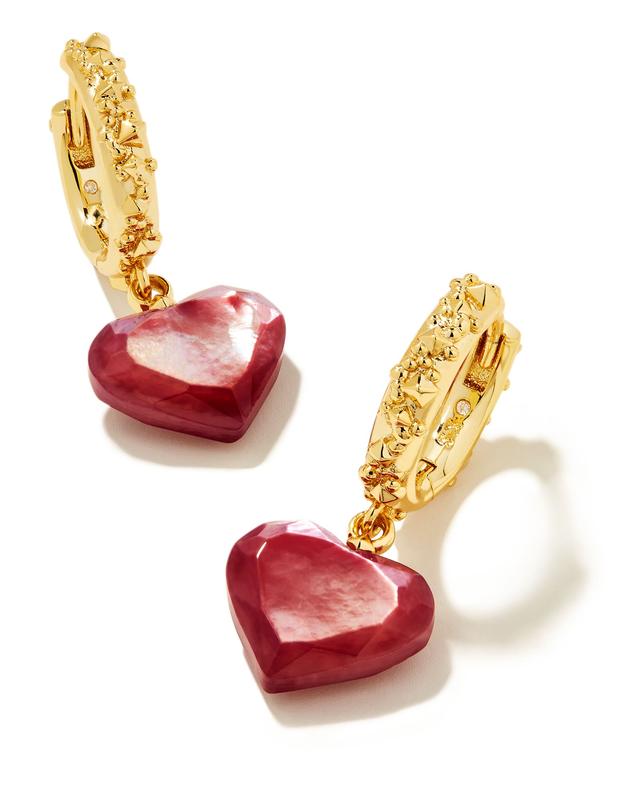 Kendra Scott Penny Gold Heart Huggie Earrings in Mulberry Mother-of-Pearl | Mother Of Pearl