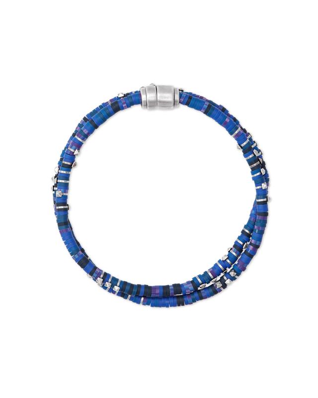 Kendra Scott Hicks Oxidized Sterling Silver Corded Bracelet in Blue Mix | Vinyl Beads