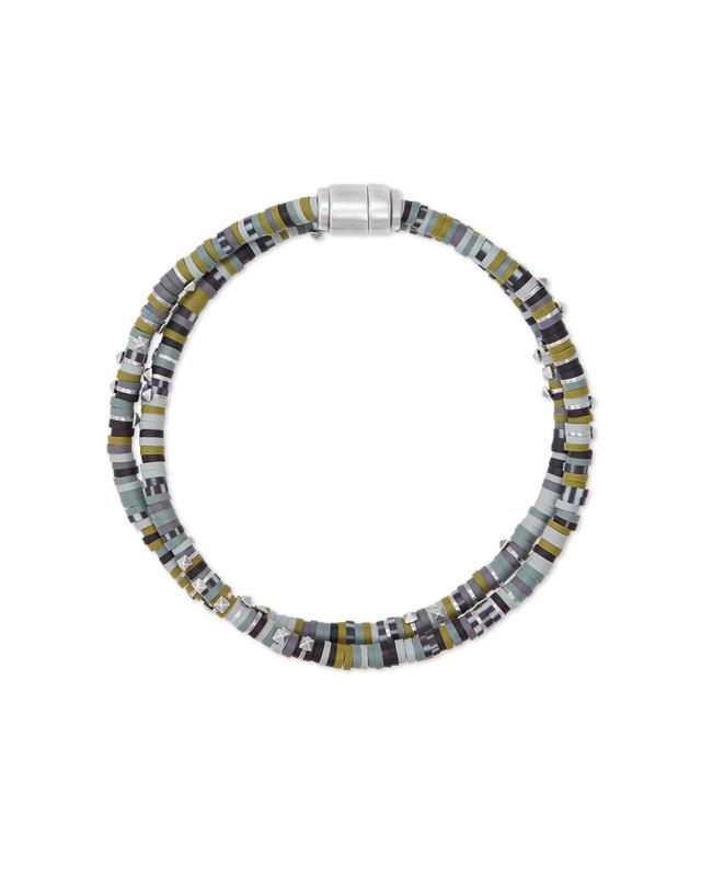 Kendra Scott Hicks Oxidized Sterling Silver Corded Bracelet in Green Mix | Vinyl Beads