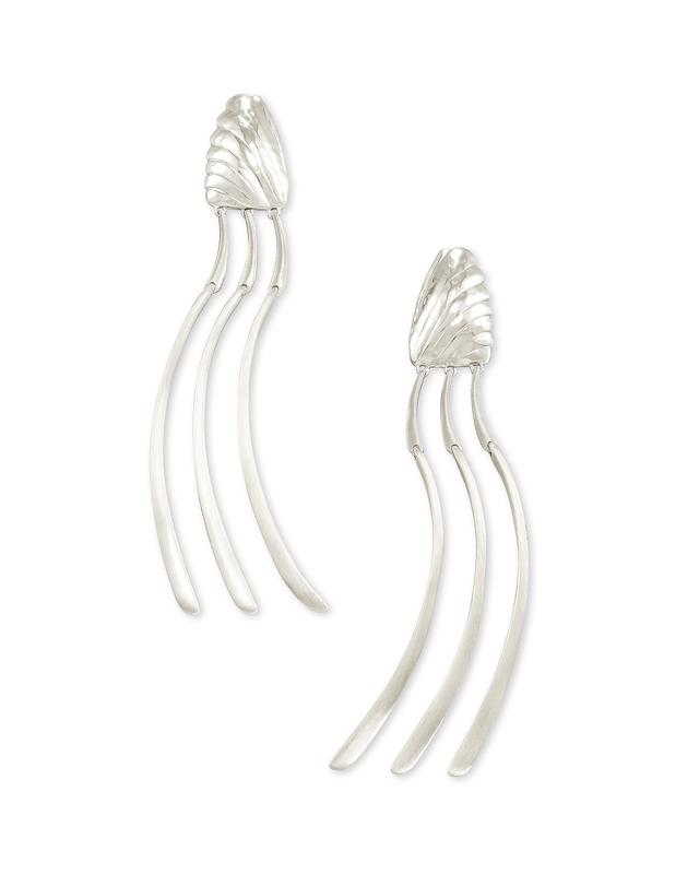 Kendra Scott Lori Linear Earrings in Bright Silver | Metal