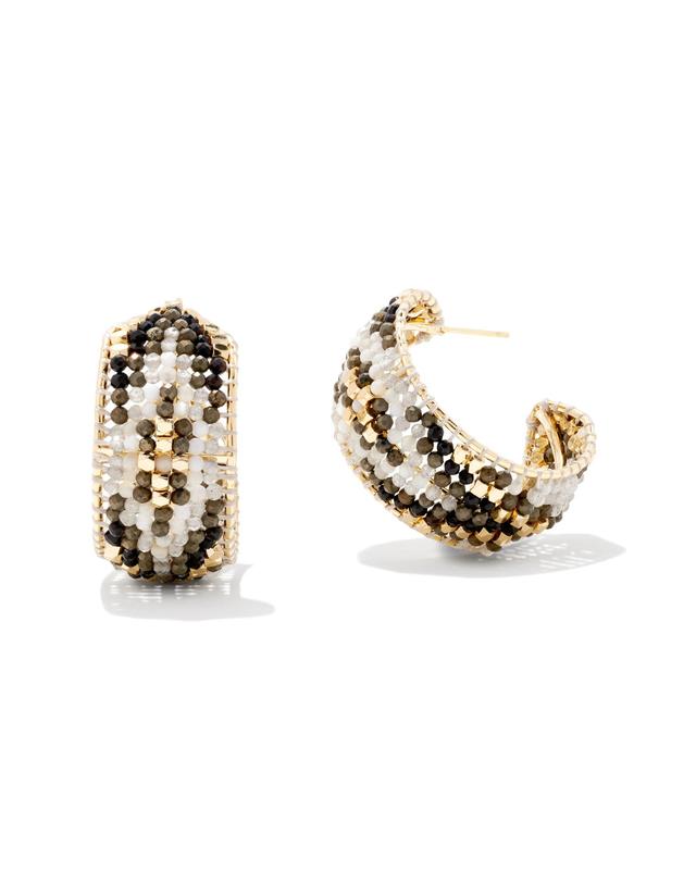 Kendra Scott Britt Gold Hoop Earrings in Neutral Mix | Mixed Stones