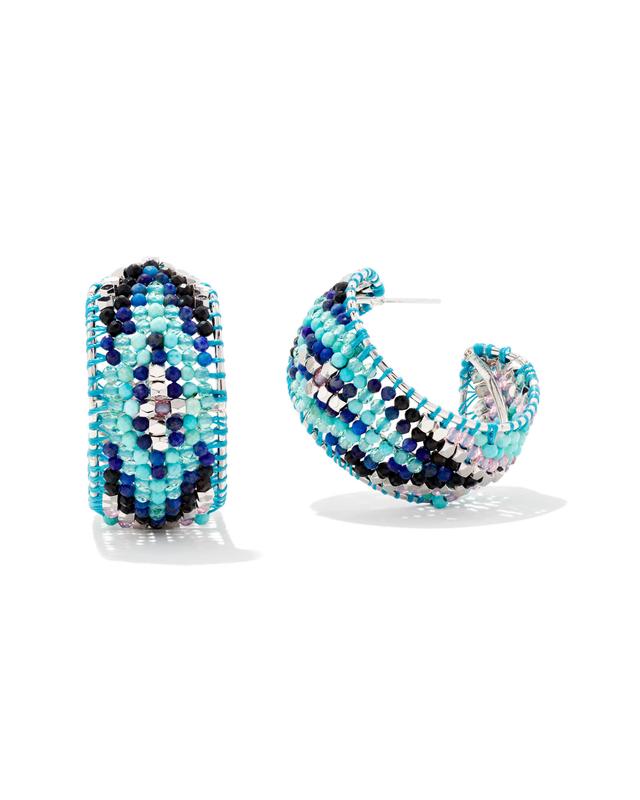 Kendra Scott Britt Silver Hoop Earrings in Multi Mix | Mixed Stones/Metal Rhodium