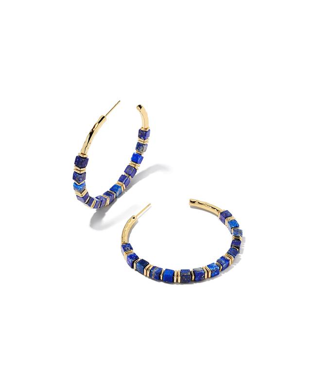 Kendra Scott Ember Gold Hoop Earrings in Blue | Lapis