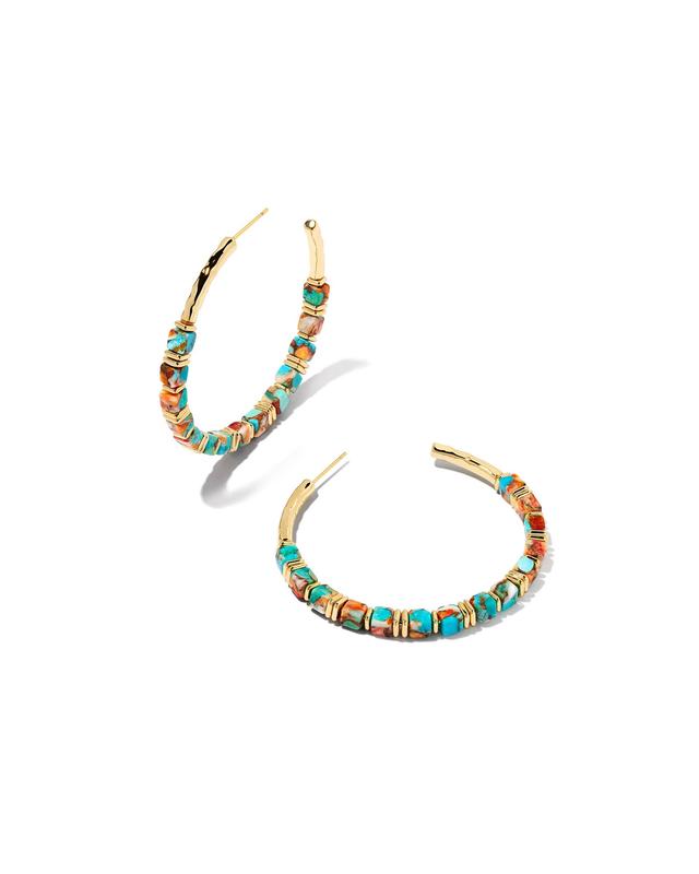 Kendra Scott Ember Gold Hoop Earrings in Bronze Veined Turquoise Magnesite | Red Oyster