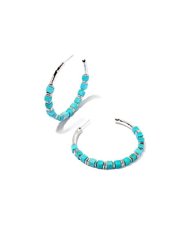 Kendra Scott Ember Silver Hoop Earrings in Variegated Turquoise Magnesite | Variegated Magnesite/Metal Rhodium