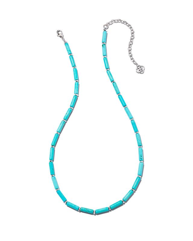 Kendra Scott Ember Silver Strand Necklace in Variegated Turquoise Magnesite | Variegated Magnesite/Metal Rhodium
