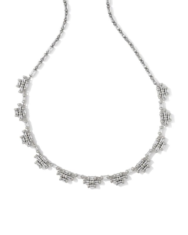Kendra Scott Ember Vintage Silver Strand Necklace in White | Crystal