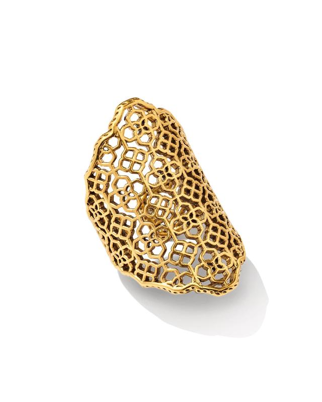 Kendra Scott Boone Small Cocktail Ring in Vintage Gold | Metal | Size Medium/Large