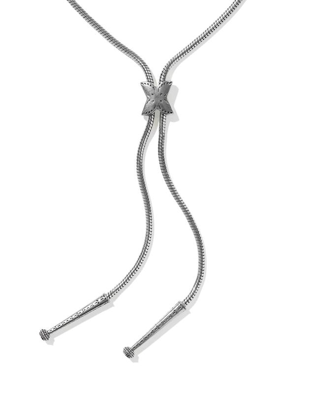 Kendra Scott Keziah Etch Vintage Silver Bolo Necklace | Metal