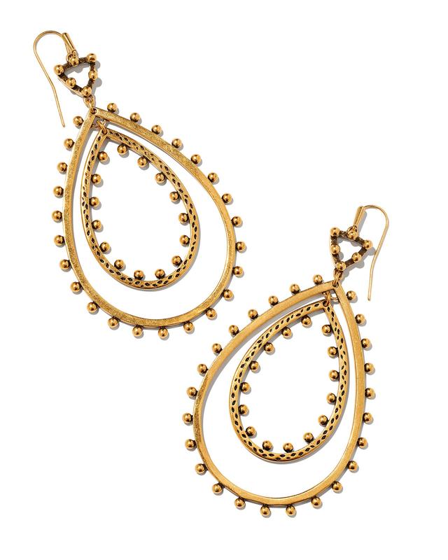 Kendra Scott Rumer Open Frame Earrings in Vintage Gold | Metal