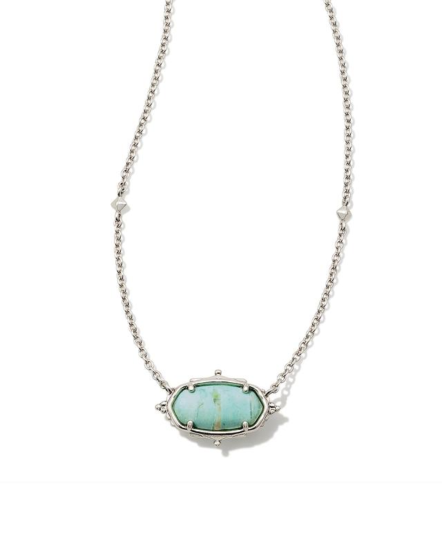 Kendra Scott Baroque Vintage Silver Elisa Pendant Necklace in Sea Green | Chrysocolla