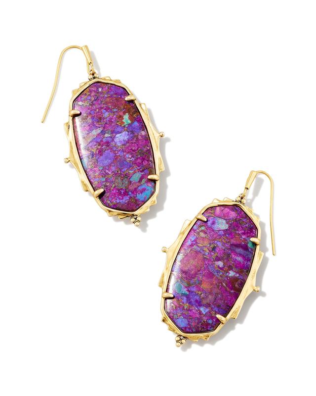 Kendra Scott Baroque Vintage Gold Ella Drop Earrings in Bronze Veined Purple Turquoise Magnesite | Bronze Veined Magnesite