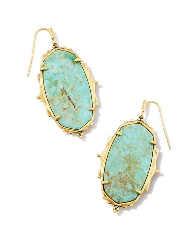 Kendra Scott Baroque Vintage Gold Ella Drop Earrings in Sea Green | Chrysocolla