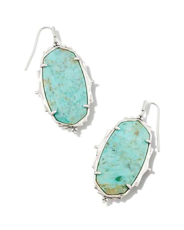 Kendra Scott Baroque Vintage Silver Ella Drop Earrings in Sea Green | Chrysocolla