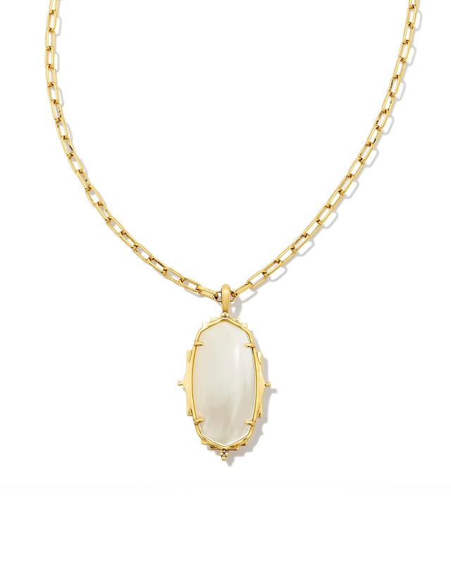 Kendra Scott Baroque Vintage Gold Ella Long Pendant Necklace in Natural Mother-of-Pearl | Mother Of Pearl/Metal