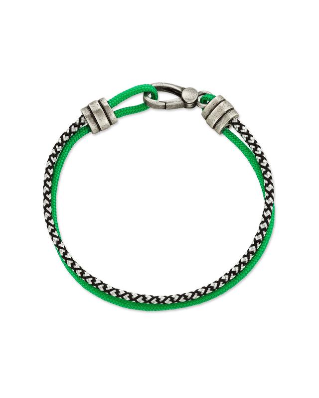 Kendra Scott Kenneth Oxidized Sterling Silver Corded Bracelet in Verde Mix | Mixed Stones