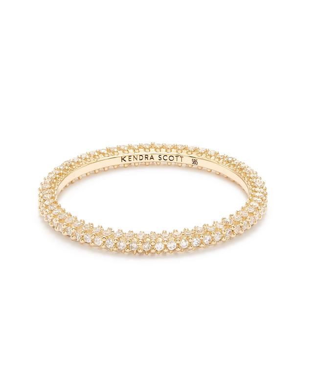 Kendra Scott 0.5 ct Remi 14k Yellow Gold Band Ring In White | Diamonds | Size 12