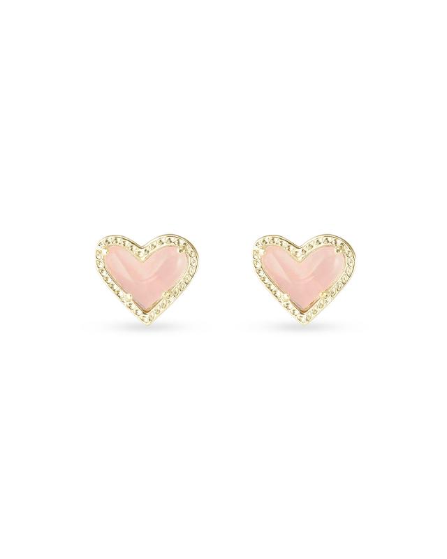 Kendra Scott Ari Heart Gold Stud Earrings in Rose | Quartz