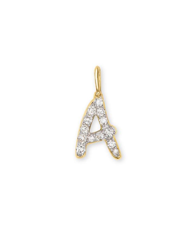 Kendra Scott 14k Yellow Gold Letter A Charm in White Diamond | Diamonds