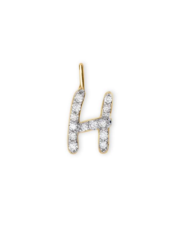 Kendra Scott 14k Yellow Gold Letter H Charm in White Diamond | Diamonds
