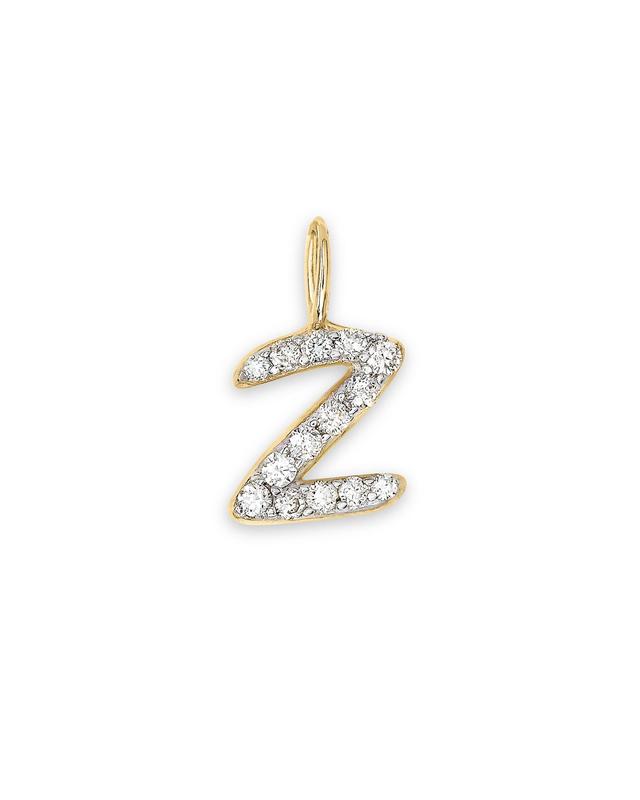 Kendra Scott 14k Yellow Gold Letter Z Charm in White Diamond | Diamonds