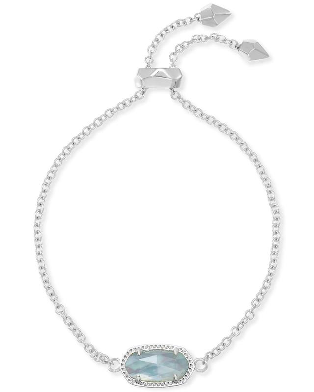 Kendra Scott Elaina Silver Adjustable Chain Bracelet in Light Blue Illusion | Clear Glass
