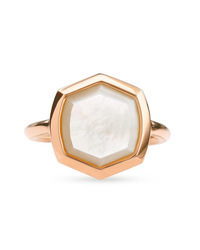 Kendra Scott Davis 18k Rose Gold Vermeil Cocktail Ring in Ivory Mother-of-Pearl | Mother Of Pearl | Size 5