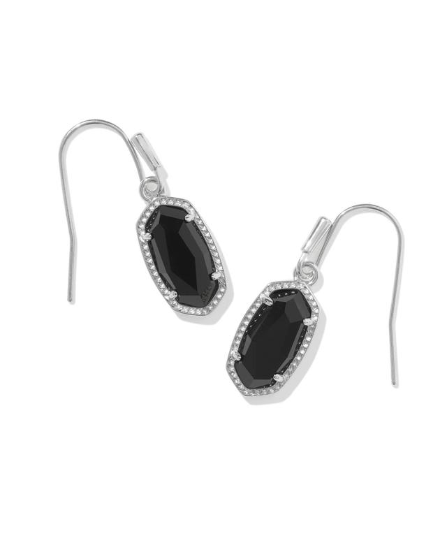 Kendra Scott Lee Silver Drop Earrings in Black | Opaque Glass