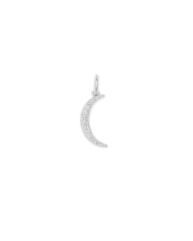Kendra Scott Crescent Moon Sterling Silver Charm in White Diamond | Diamonds