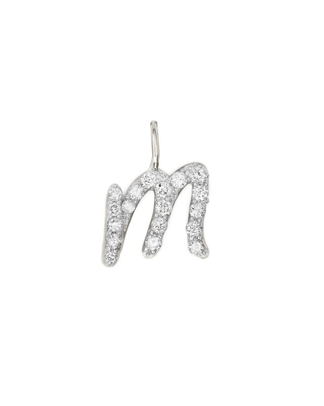 Kendra Scott 0.12 ct 14k White Gold Letter M Charm in White Diamond | Diamonds
